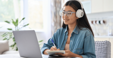 girl looking at laptop